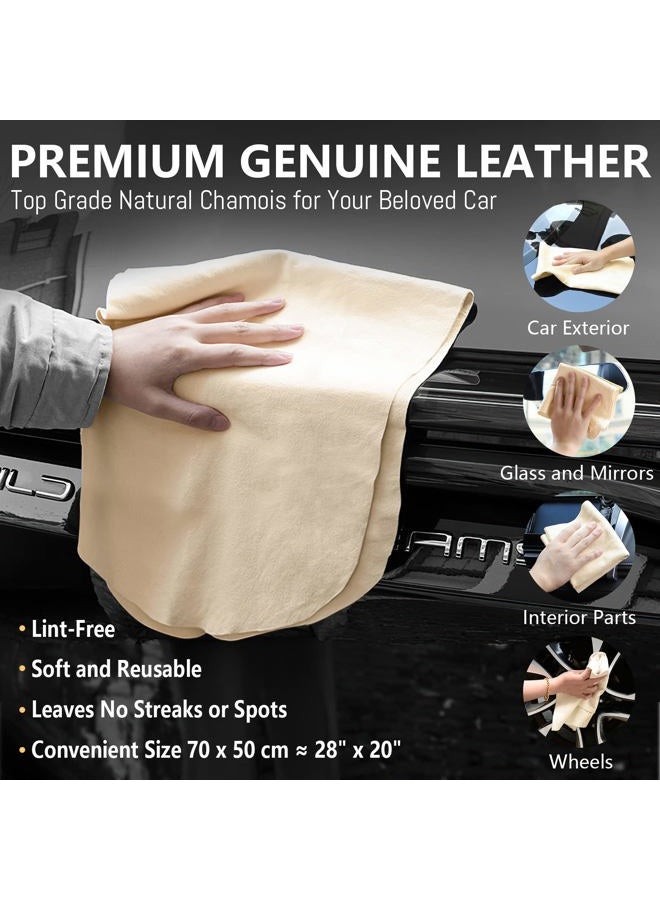 Airlab Chamois Cloth for Car 20'' x 27.6'' (3.7 sq ft) Shammy Towel Car Wash Drying Towel Absorbent Real Leather Lint Free Streak Free Cleaning Cloth - Image 2