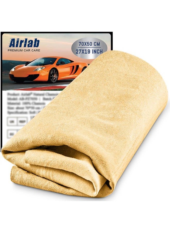 Airlab Chamois Cloth for Car 20'' x 27.6'' (3.7 sq ft) Shammy Towel Car Wash Drying Towel Absorbent Real Leather Lint Free Streak Free Cleaning Cloth - Image 1