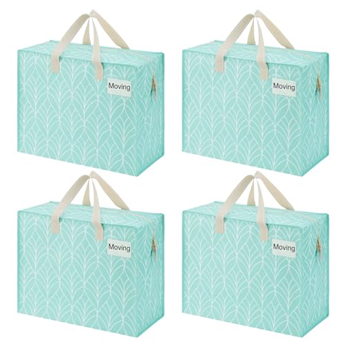 VENO 4 Pack Heavy Duty Moving Bags Storage Bags Packing Supplies Top Zipper Storage Totes for Camping Clothes Bedding Comforters Pillows 13 GallonEvergreen 4 Pack - Image 1