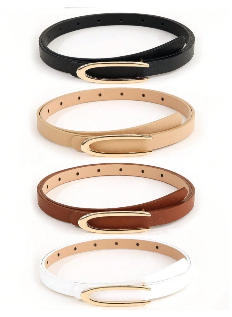 Shein 4-Piece Women’s Thin Waist Belt Set with U-Shape Buckle – Elegant High-End Design for Dresses and Daily Wear - Image 1