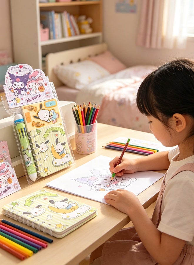 KANGLI Cute  Cartoon School Supplies Set, Stationery Set, A7 Coil Notebook + 2 Pcs 3D Puzzles + Ten-color Pens - Image 2