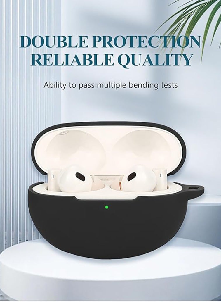 Silicone Protective Case Cover for Realme Buds Air6 Pro/Air5 pro with Keychain Cover (Black) - Image 2