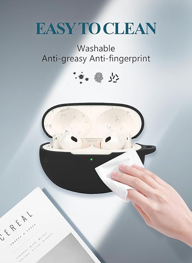 Silicone Protective Case Cover for Realme Buds Air6 Pro/Air5 pro with Keychain Cover (Black) - Image 5