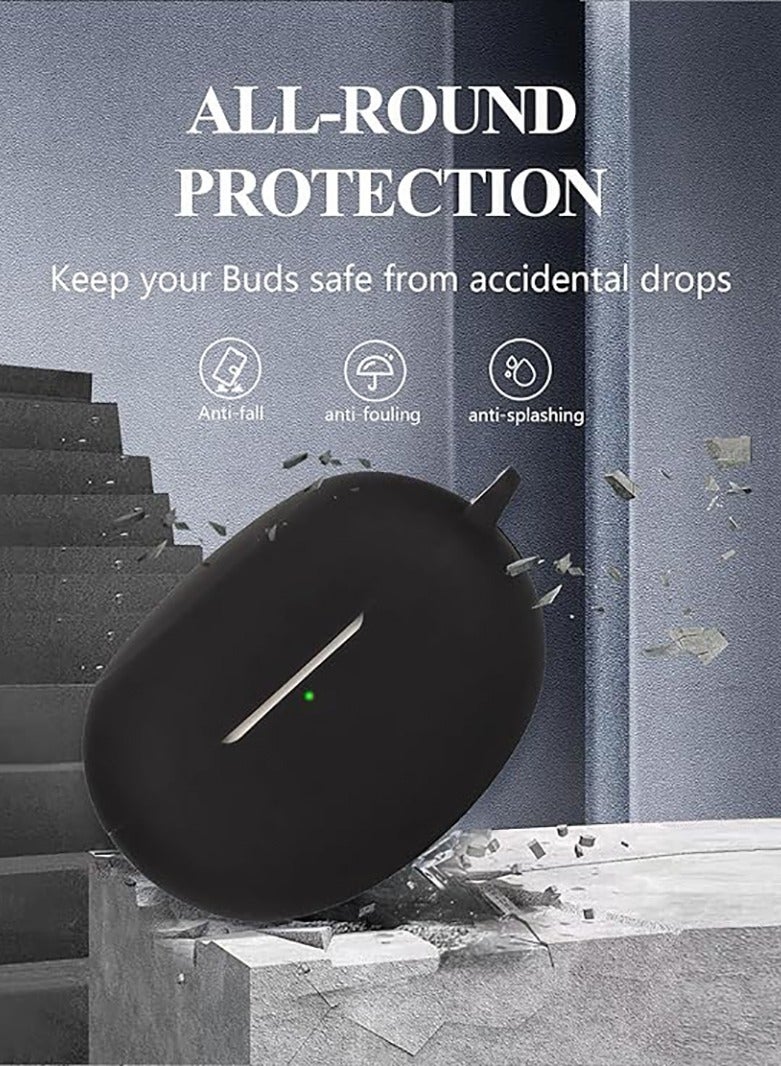 Silicone Protective Case Cover for Realme Buds Air6 Pro/Air5 pro with Keychain Cover (Black) - Image 4