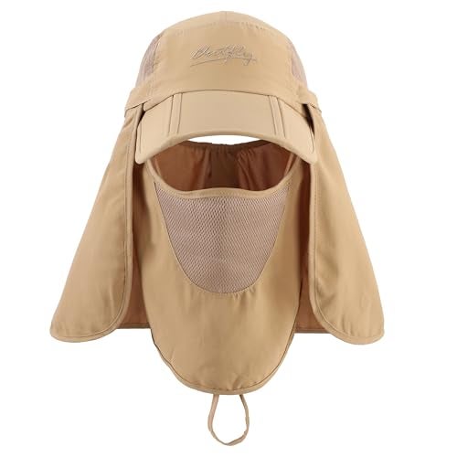 Connectyle UPF 50 Sun Protection Cap with Removable Neck Flap Foldable Visor Baseball Fishing Hiking Hat for Men Women Khaki - Image 3