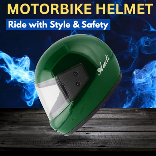 Sage Square Audi Full Face Helmet | ISI Certified | Clear Visor | High Standard Safety | Designed for Extra Comfort & Style (XLarge, Green Glossy) - Image 2