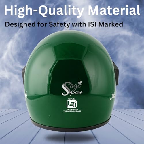 Sage Square Audi Full Face Helmet | ISI Certified | Clear Visor | High Standard Safety | Designed for Extra Comfort & Style (XLarge, Green Glossy) - Image 4