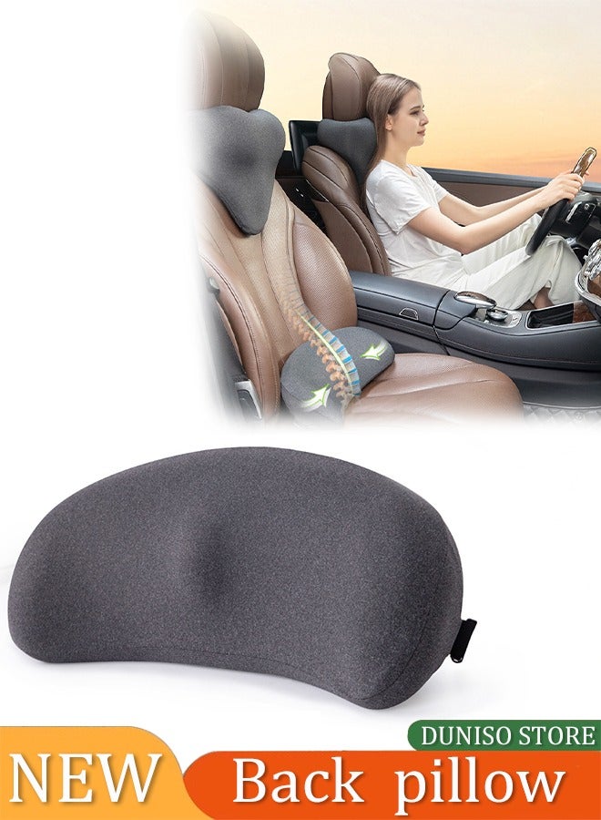 DUNISO Lumbar Support Cushion, slow rebound memory cotton car cushion, with elastic band, adjustable height, suitable for office, home, car, airplane, 45 * 16 * 14.5cm gray - Image 1