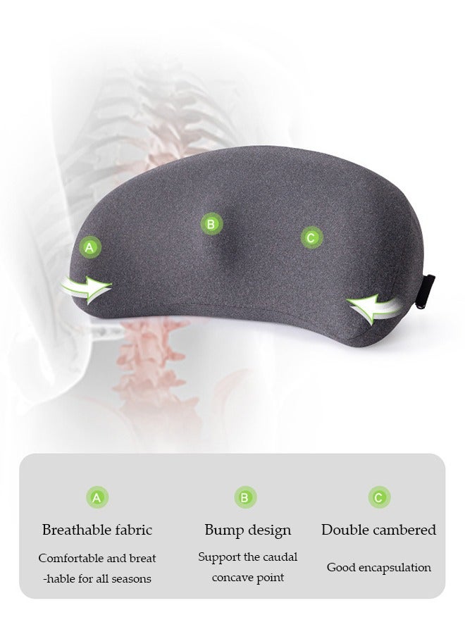 DUNISO Lumbar Support Cushion, slow rebound memory cotton car cushion, with elastic band, adjustable height, suitable for office, home, car, airplane, 45 * 16 * 14.5cm gray - Image 4