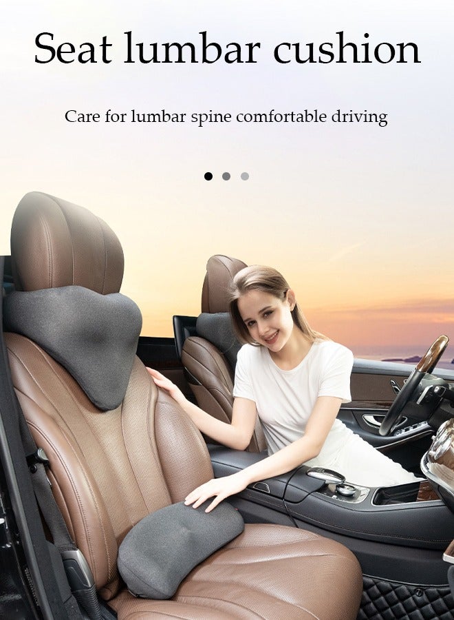 DUNISO Lumbar Support Cushion, slow rebound memory cotton car cushion, with elastic band, adjustable height, suitable for office, home, car, airplane, 45 * 16 * 14.5cm gray - Image 2