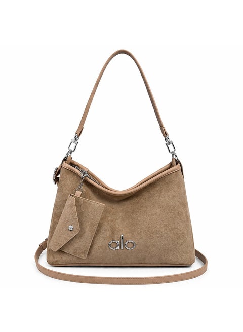 Women’s Suede Shoulder Bag with Adjustable Strap and Mini Pouch – Casual Hobo Handbag for Daily Use
