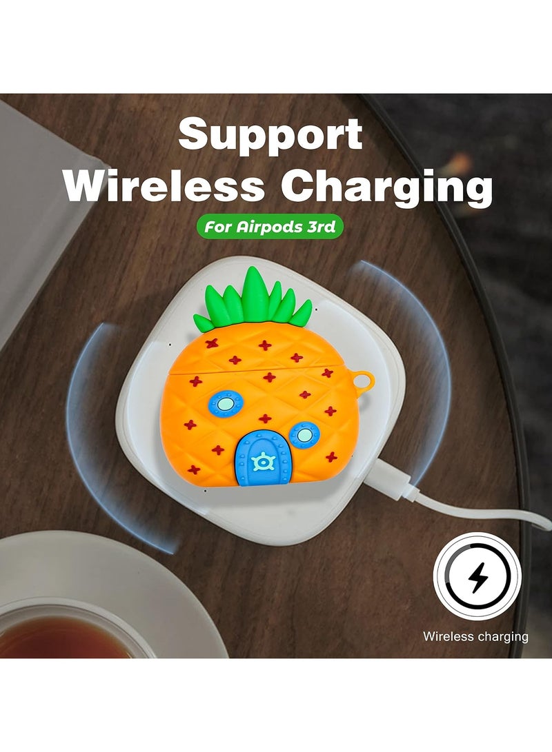 عام حافظة Airpods 3 (الجيل الثالث) ناعمة من السيليكون بتصميم كرتوني ثلاثي الأبعاد مضحك، مع شخصيات كيوت ومجموعة حلقة مصممة للأطفال والفتيان والفتيات والمراهقين (المُصدرة في 2021). - Image 4