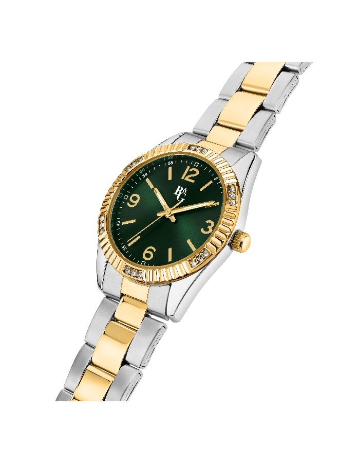 B&G Women's Green Round Analog Dial with Multicolour Metal Band Watch - 31mm - R3853241529 - Image 2