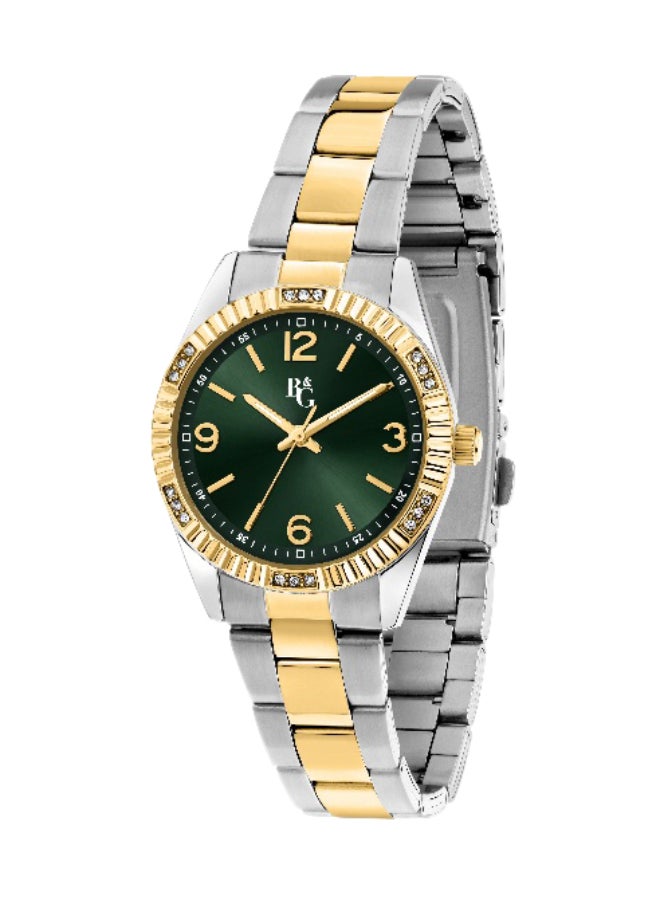 B&G Women's Green Round Analog Dial with Multicolour Metal Band Watch - 31mm - R3853241529 - Image 1