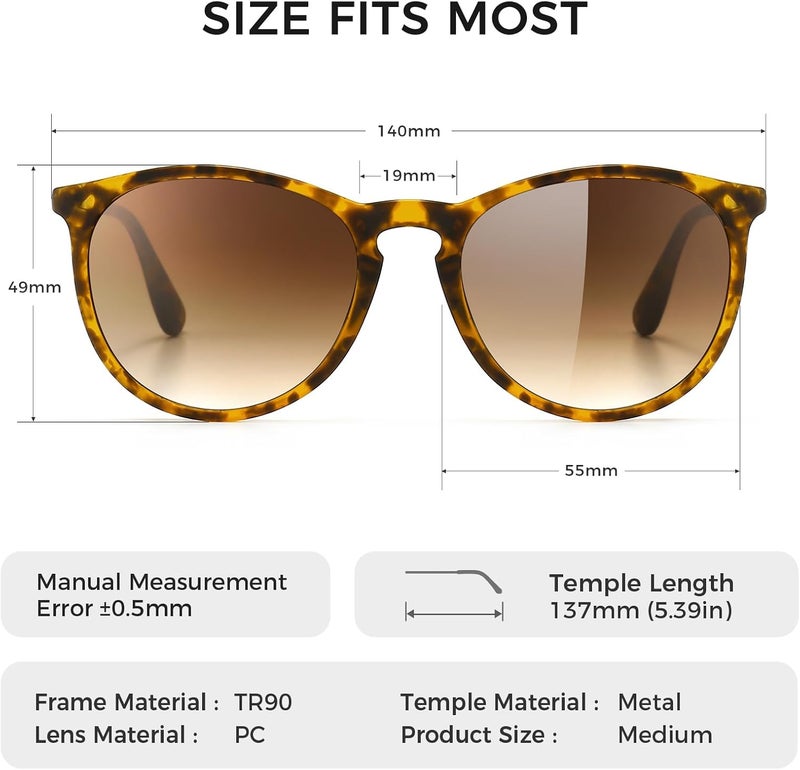 SUNGAIT Premium Vintage Round Sunglasses for Women Men Classic Retro Trendy Style - Image 5