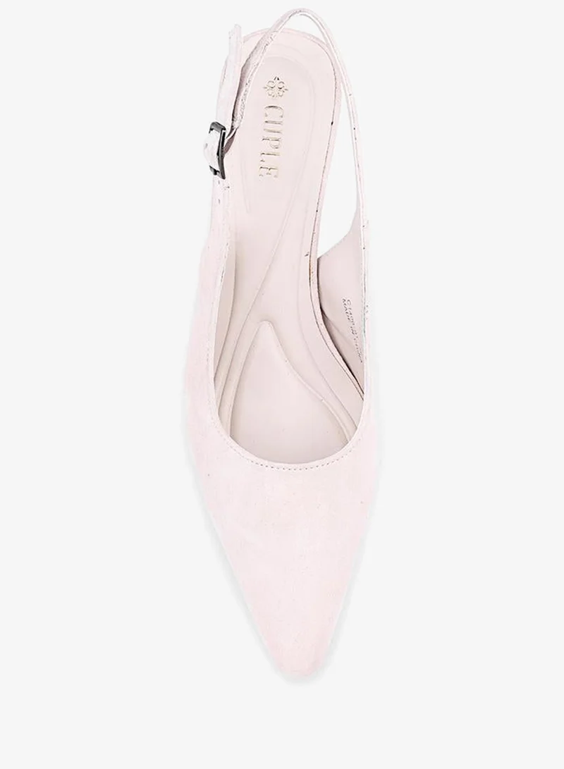 Cuple Off white Women Pointed Toe Slingback Heels for Women | Best Price UAE