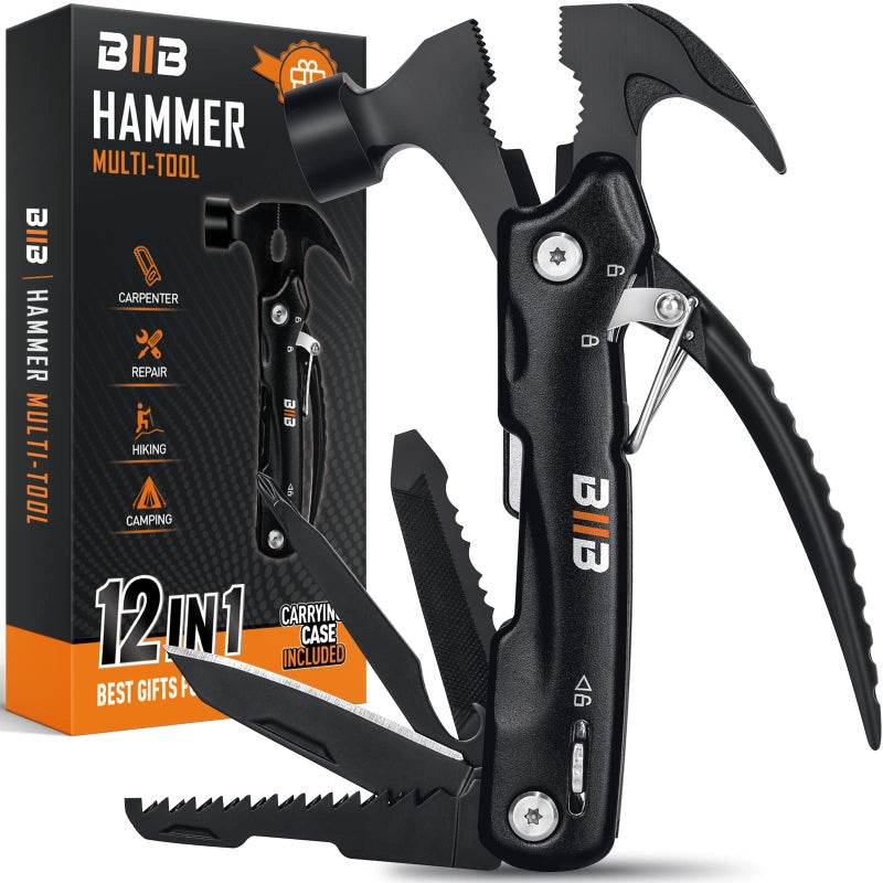 BIIB Easter Gifts for Adults Men, 12 in 1 Hammer Multitool, Easter Basket Stuffers for Adults, Anniversary Birthday Gifts for Men, Father Day Gifts for Husband, Camping Essentials Survival Gear Tool - Image 1