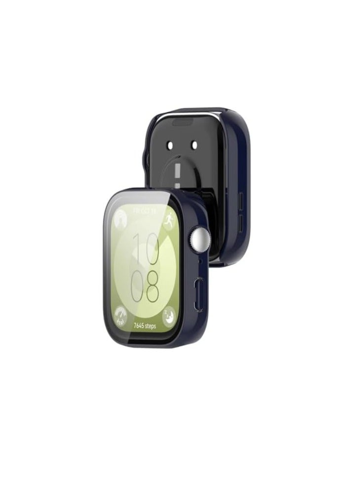 Case Compatible with Huawei Watch Fit 3 (2024), PC Case with Glass Screen Protector [Scratch-Resistant, All-Round Protection, HD Ultra Thin] Huawei Watch Fit 3 Cover (Black) - Image 3