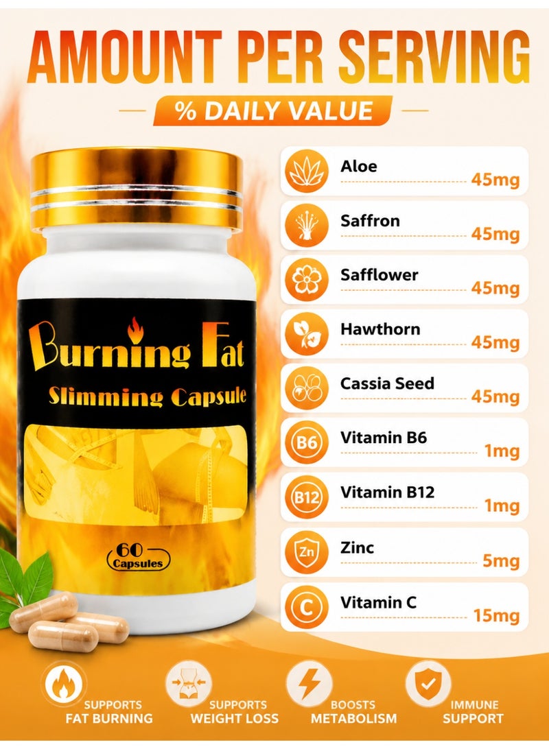 كبسولات Burnine Fat لحرق الدهون 60 كبسولة | تركيبة طبيعية حرارية متقدمة لدعم إدارة الوزن وتعزيز الطاقة | مكمل عشبي للمساعدة في حرق الدهون، التحكم في الشهية وتنشيط الأيض للرجال والنساء - Image 4