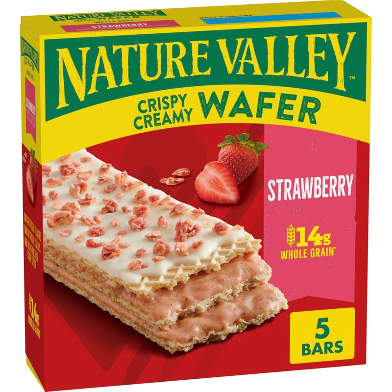 Nature Valley بار wafers كريمي مقرمش من ناتشر فالي، بالفراولة، حبوب كاملة، 5 بار، 6.5 أونصة - Image 1