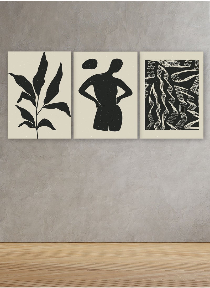 ماركتنا لوحة جدارية فنية لتزين الحائط بتصميم عصري، ثلاث قطع مقاس120X60سم  - Image 1