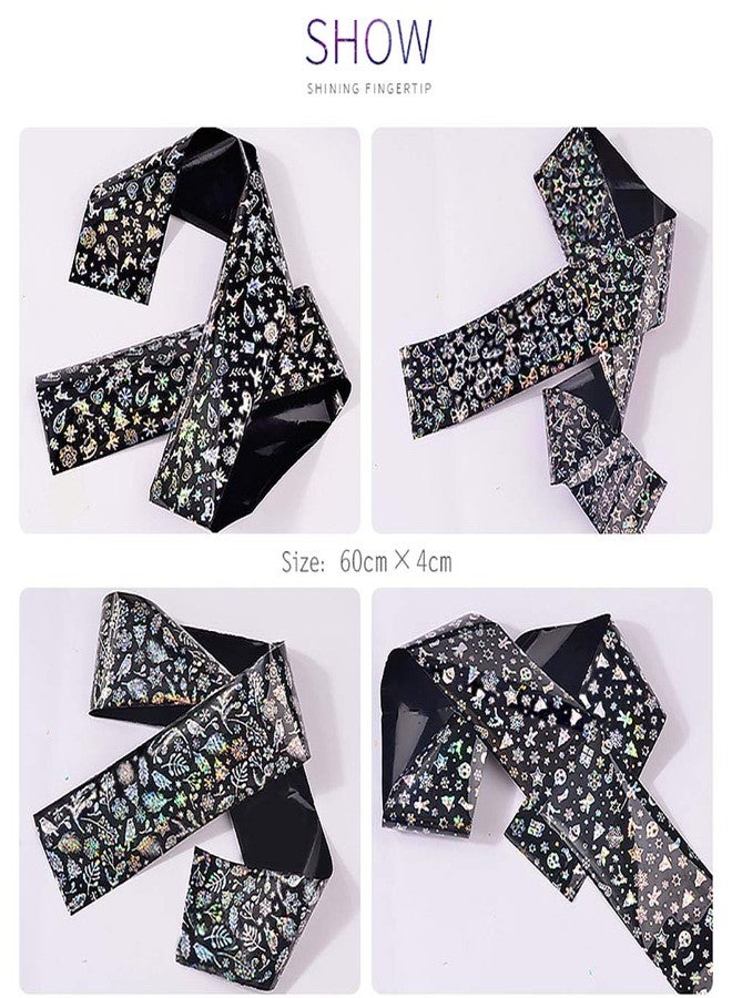 Minejin Nail Art Christmas Sticker 3D Diy Laser Snowflake Starry Sky Transfer Foil Decals 4 Sheets - Image 5