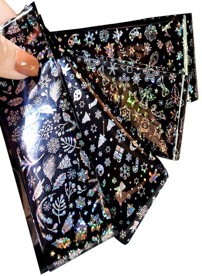 Minejin Nail Art Christmas Sticker 3D Diy Laser Snowflake Starry Sky Transfer Foil Decals 4 Sheets - Image 4