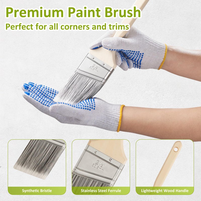 HOUIT House Paint Roller Kit with Extension Pole, Home Wall Painting Supplies Set, with Paint Brush, Paint Tray, Multi-Angle Paint Brush Extender - Image 5