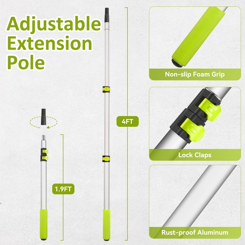HOUIT House Paint Roller Kit with Extension Pole, Home Wall Painting Supplies Set, with Paint Brush, Paint Tray, Multi-Angle Paint Brush Extender - Image 2