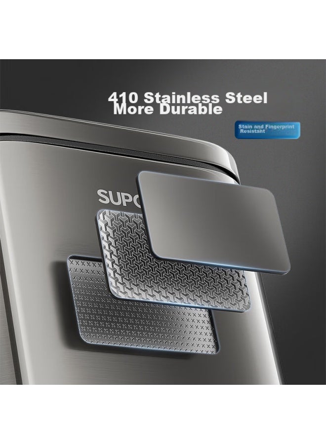 Supor Pedal Stainless Steel Trash Can, 12l Titanium Gray, Stylish Luxury Design, Suitable For Bedroom, Living Room, And Kitchen - Image 2