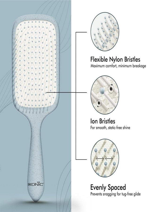 Ikonic Me Paddle Hair Brush IKM 3016 - Eco Concious with Flexible Nylon Bristles, Breakage-Defense Technology, Rounded Tips for Gentle Scalp Care, Lightweight Professional Styling - Powder Blue - Image 3