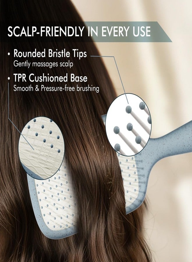 Ikonic Me Paddle Hair Brush IKM 3016 - Eco Concious with Flexible Nylon Bristles, Breakage-Defense Technology, Rounded Tips for Gentle Scalp Care, Lightweight Professional Styling - Powder Blue - Image 4