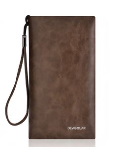 Deabolar Men's Business Casual Zip Top Handheld Briefcase – Large Capacity Multi-Card Slot PU Leather Wallet With Adjustable Wristband  - Image 1