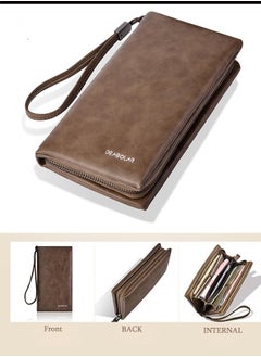 Deabolar Men's Business Casual Zip Top Handheld Briefcase – Large Capacity Multi-Card Slot PU Leather Wallet With Adjustable Wristband  - Image 4