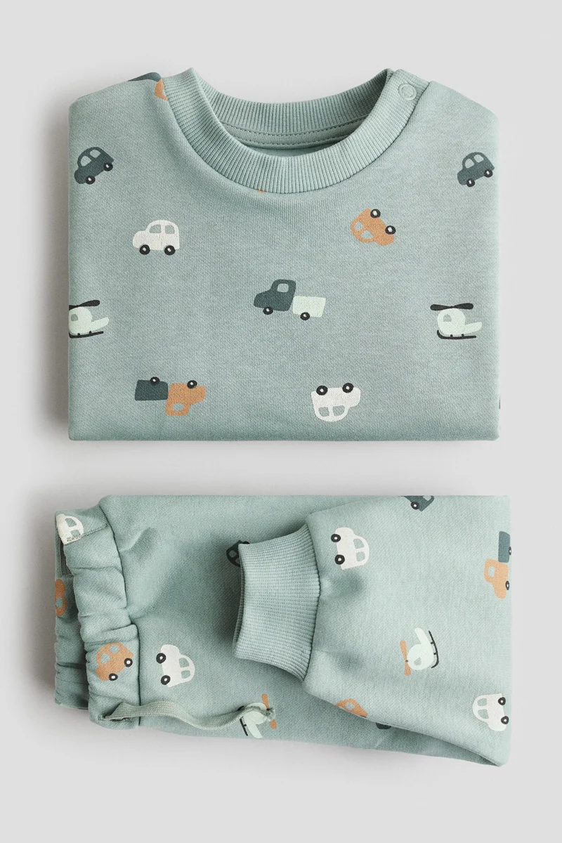 H&M 2-piece printed brushed-inside sweatshirt set