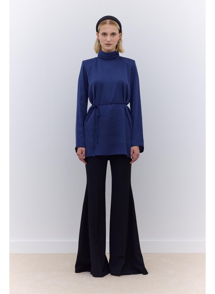 Manuka Satin Wide Sleeve Tunic Midnight Blue  - Image 3