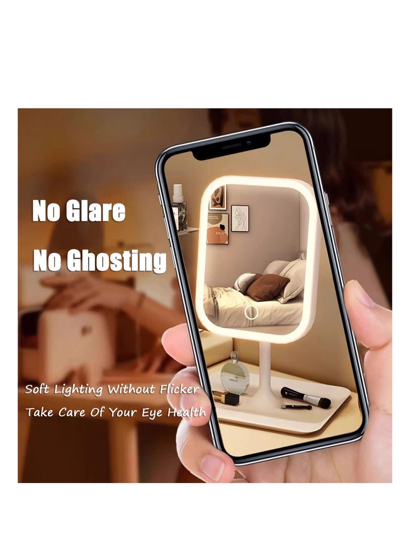 XiuWoo Makeup Vanity Mirror with Lights, LED Makeup Mirror with 3 Color Modes, Tabletop Vanity Lighted Mirror with Smart Touch Control, 5X Magnification, Light Up Make Up Mirror with Storage Tray, pink  - Image 5