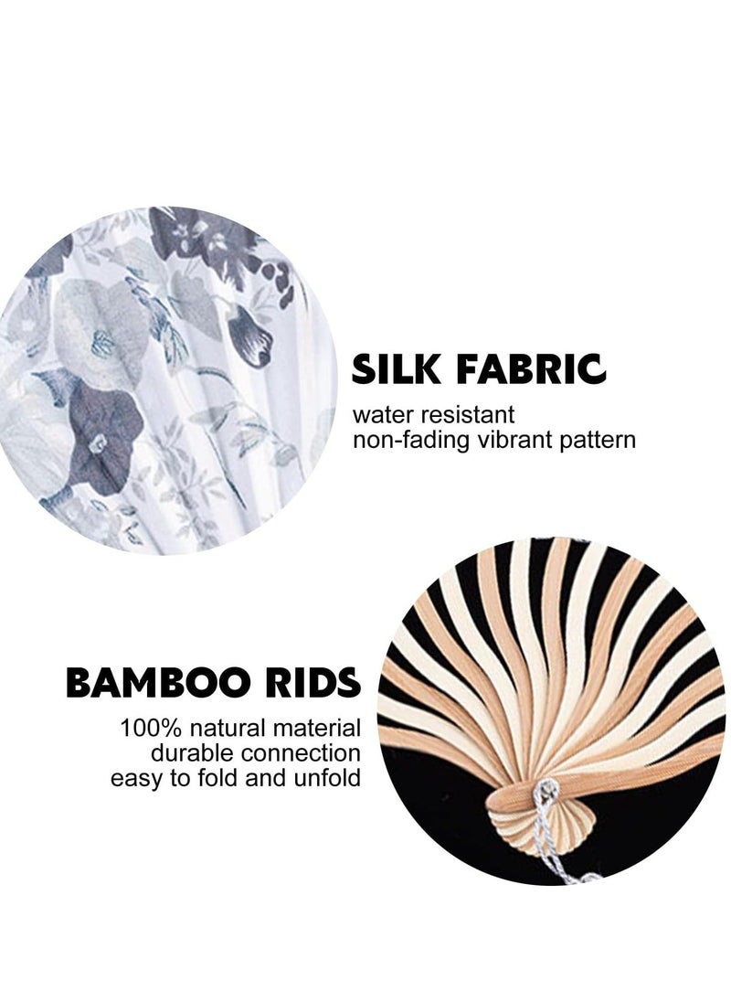 Generic Hand Folding Fans, Hand Fans for Women Foldable, Portable Folding Fan with Flower Pattern, Chinese Vintage Hand Fan with Bamboo Curved Frame for Dancing Wedding Party Props Decoration  - Image 3