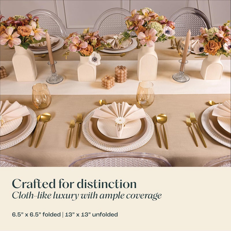 Servietto Disposable Linen-Feel Tela Gray Napkins  6.5"" x 6.5"" Paper Napkins For Wedding  Party  Dinner Or Holiday (100 Pack)  - Image 3