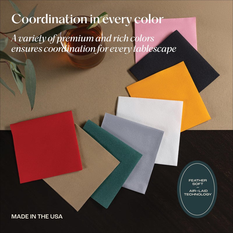 Servietto Disposable Linen-Feel Tela Gray Napkins  6.5"" x 6.5"" Paper Napkins For Wedding  Party  Dinner Or Holiday (100 Pack)  - Image 4