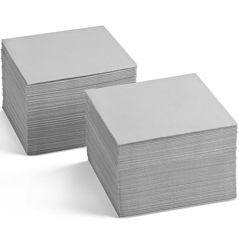Servietto Disposable Linen-Feel Tela Gray Napkins  6.5"" x 6.5"" Paper Napkins For Wedding  Party  Dinner Or Holiday (100 Pack)  - Image 1