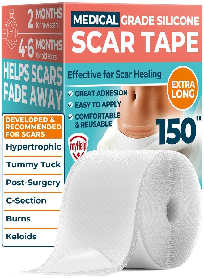 MYHELP Medical Grade Silicone Scar Tape - Transparent (1.6”x150” - Visible Difference on Surgical & Keloid Scars - Reusable Silicone Scar Sheets - Easy to Use Silicone Tape for Scars - Image 1