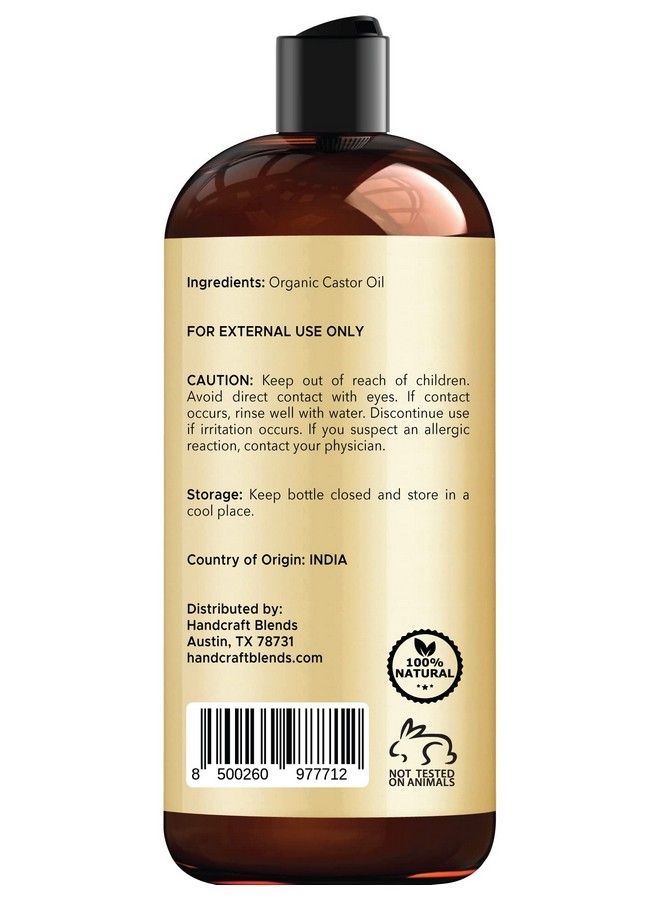 handcraft Blends Handcraft Organic Castor Oil For Hair Growth Eyelashes And Eyebrows 100% Pure And Natural Carrier Oil Hair Oil And Body Oil Moisturizing Massage Oil For Aromatherapy 16 Fl. Oz - Image 4