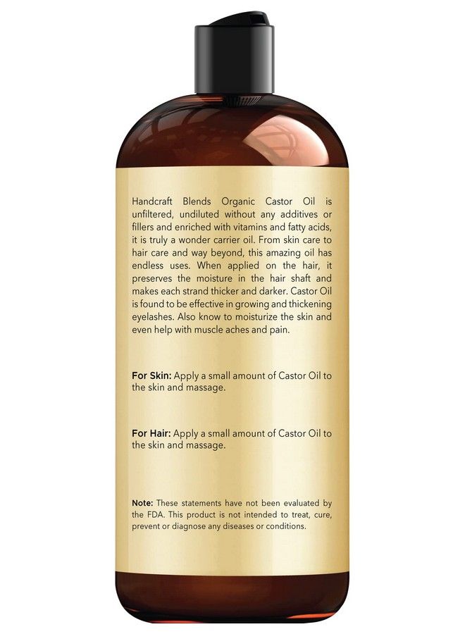 handcraft Blends Handcraft Organic Castor Oil For Hair Growth Eyelashes And Eyebrows 100% Pure And Natural Carrier Oil Hair Oil And Body Oil Moisturizing Massage Oil For Aromatherapy 16 Fl. Oz - Image 3