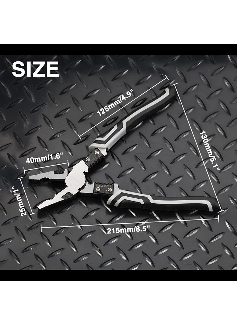 VATTU - VATTU Multifunction Lineman Plier Wire Stripping Tool Wire Cutter with Gripping Wrench Cutter Crimping Wire Stripper Function 6in1 Combination WirePlier Black - Image 1