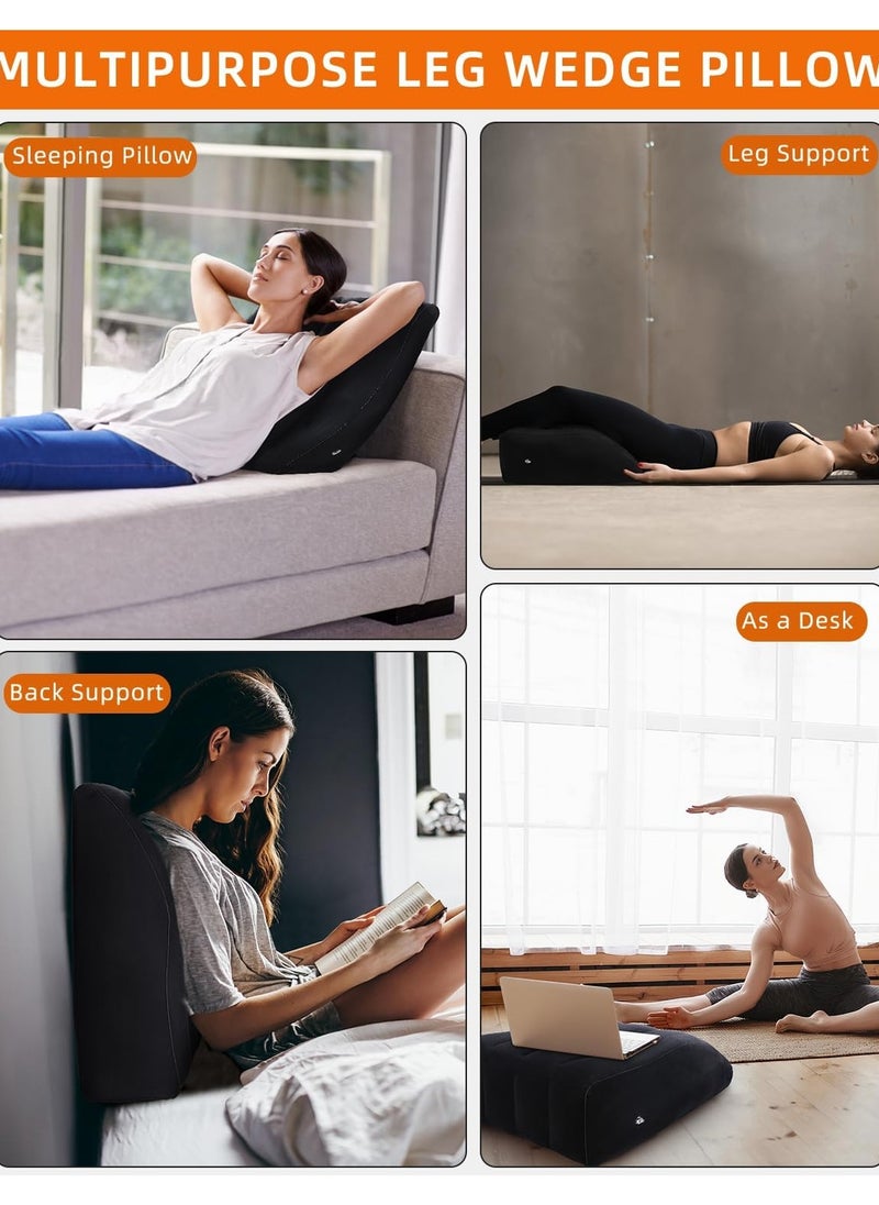 General - Leg Elevation Pillow, Inflatable Wedge Pillow, Comfort Bed Wedges for Sleeping,Improve Circulation and Reduce Swelling,Suitable for Sleeping,Pregnant,Surgery and Injury Recovery (Black) - Image 1
