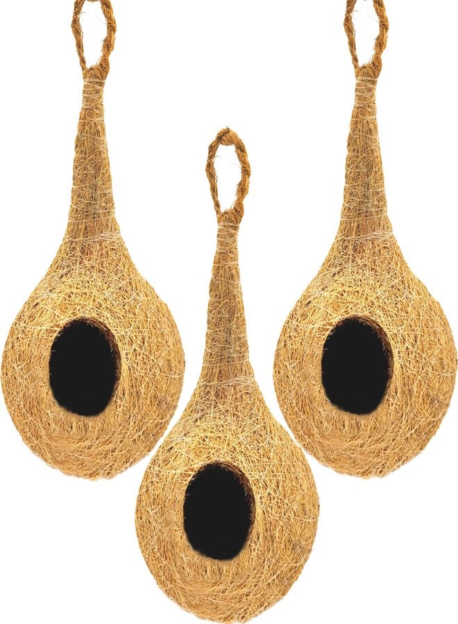 LIVEONCE Natural bhaya Bird nest for Cages and breeding for All Medium,Small Birds with self adheshive Hanging Hooks Pack of 3 - Image 1