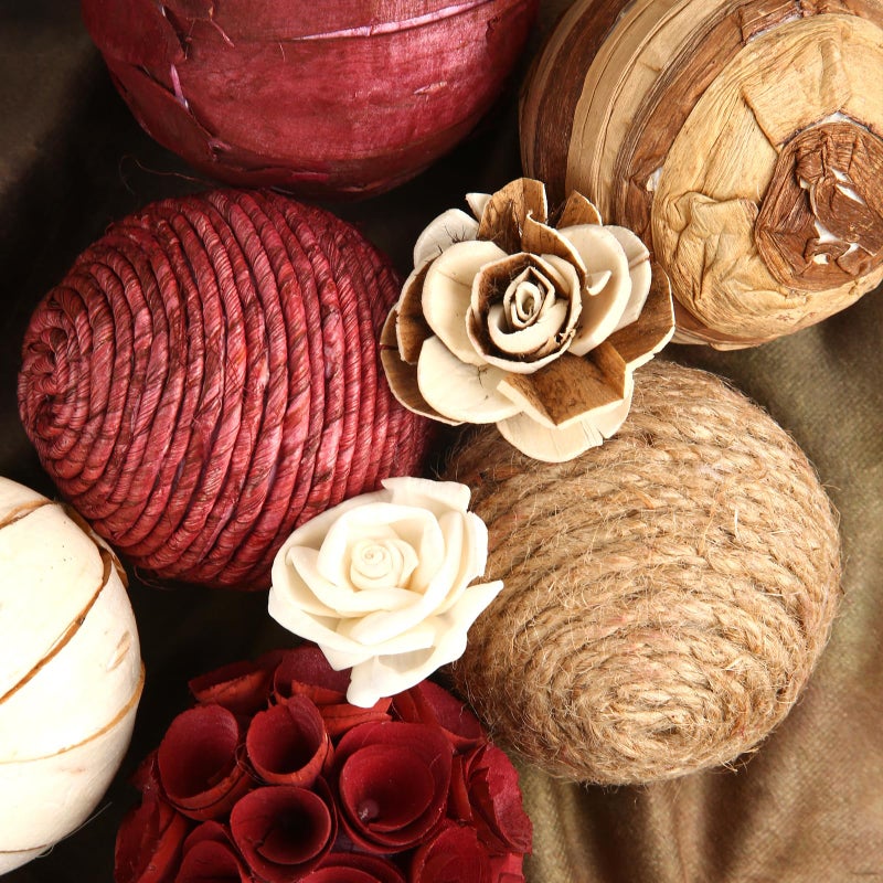 CIR OASES Decorative Bowl & Vase Filler Balls for Home Decor, Set of 6 PCS Natural Tone Rattan Wicker Balls Centerpieces Decoration, Decorative Orbs Vase Bowl Filler for Table Centerpieces - Image 3