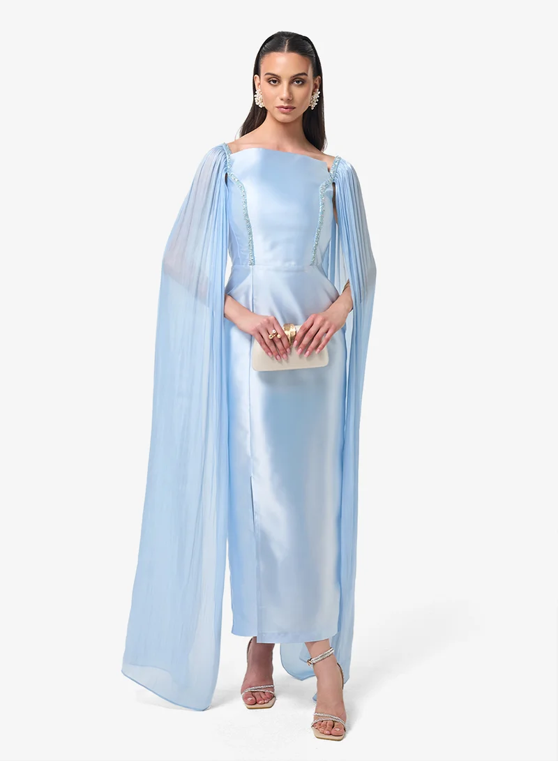 Threadz by Ajooni Mesh Cape Detail Midi Dress