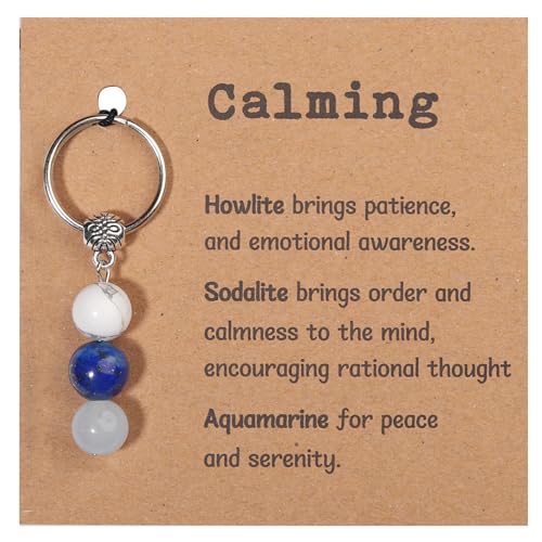 GINAZL Calming Gifts for Women, Natural Healing Crystals Keychain Stress Relief Gift Health and Wellness Gifts for Women Christmas Valentines Day Gift for Friends Besite(CM) - Image 1